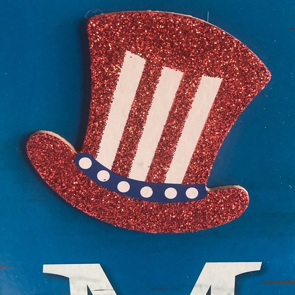 NWT Vertical Wooden HOME 🎩 Patriotic Hanging Decoration Sign - Picture 9 of 17